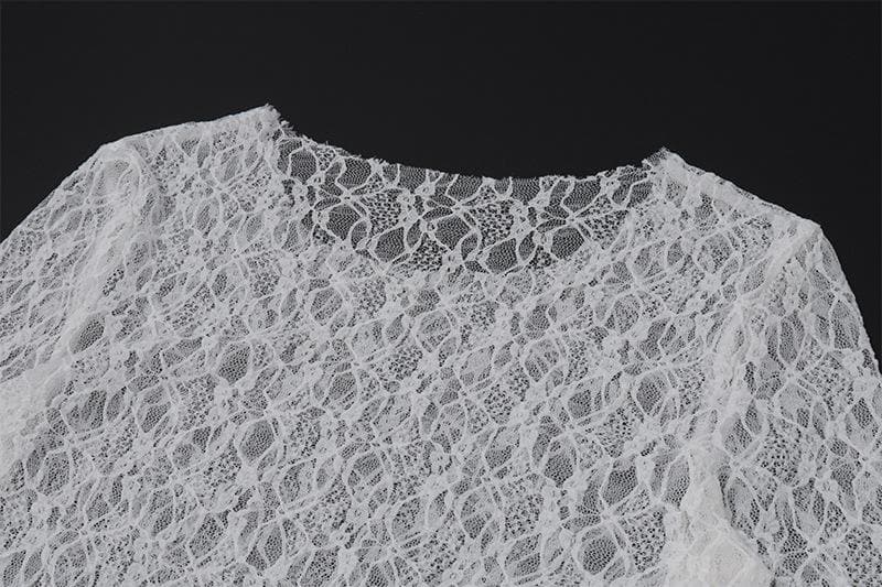 Long flared sleeve lace see through maxi dress