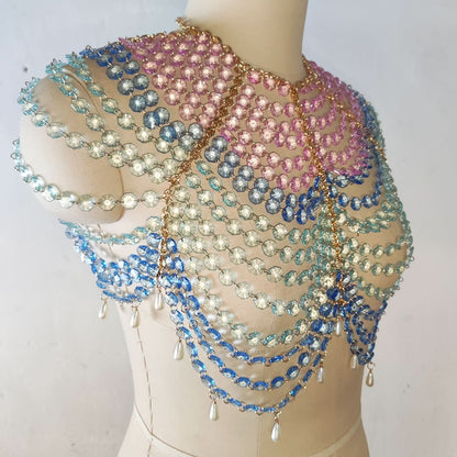 Halter beaded backless hollow out crop cut out top