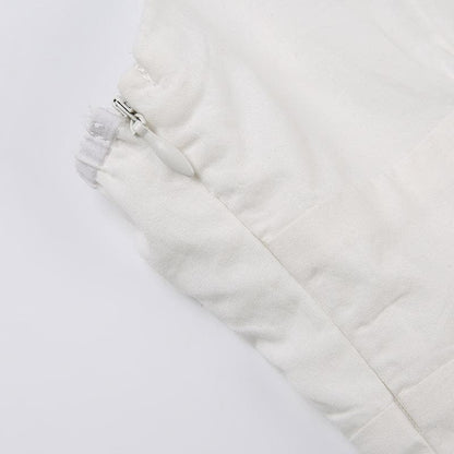 Backless ruched zip-up button lace hem solid cami top