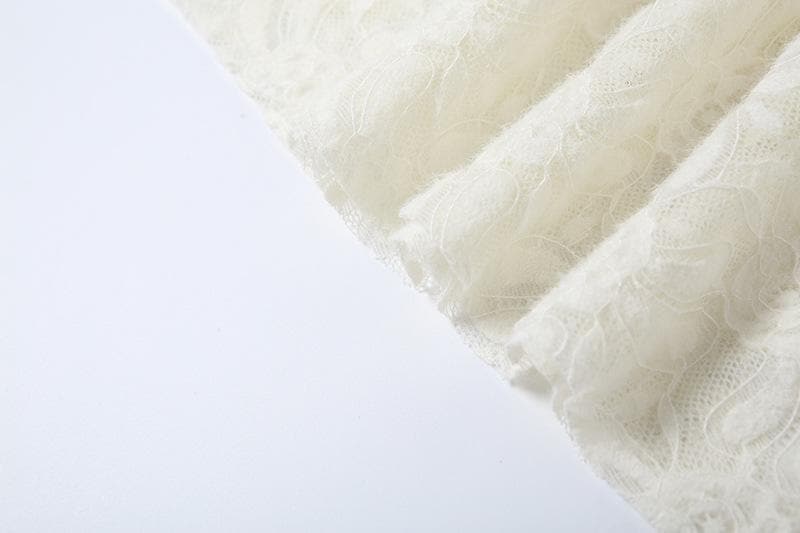 Lace hem knitted see through cami mini dress
