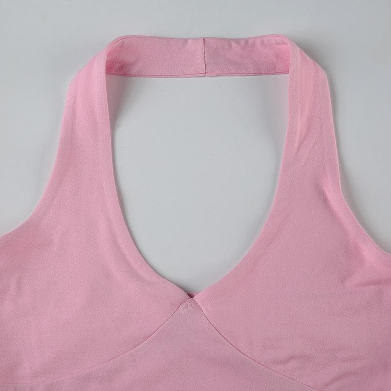 Halter backless solid crop top