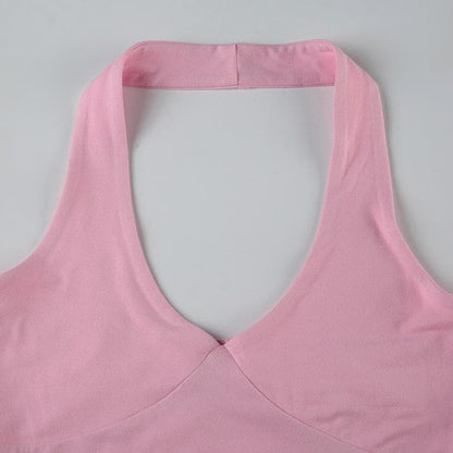 Halter backless solid crop top
