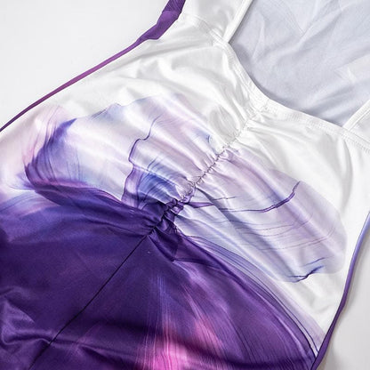 Sleeveless tie dye o ring ruched maxi dress