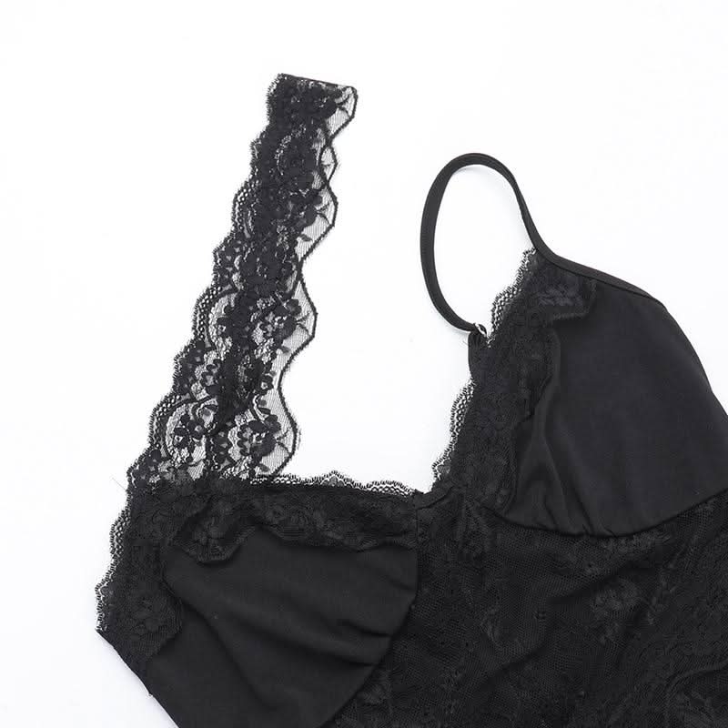 Sweetheart neck lace hem slit cami maxi dress