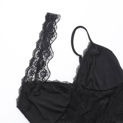 Sweetheart neck lace hem slit cami maxi dress