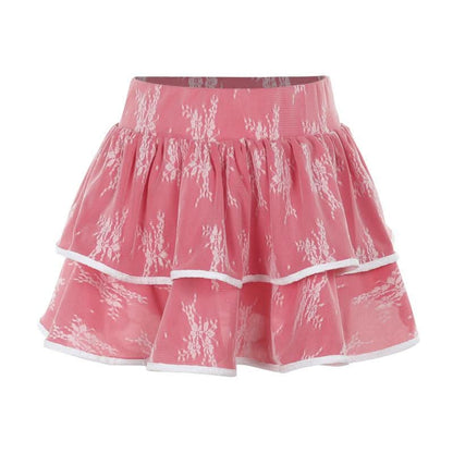 Ruffle lace patchwork mini skirt