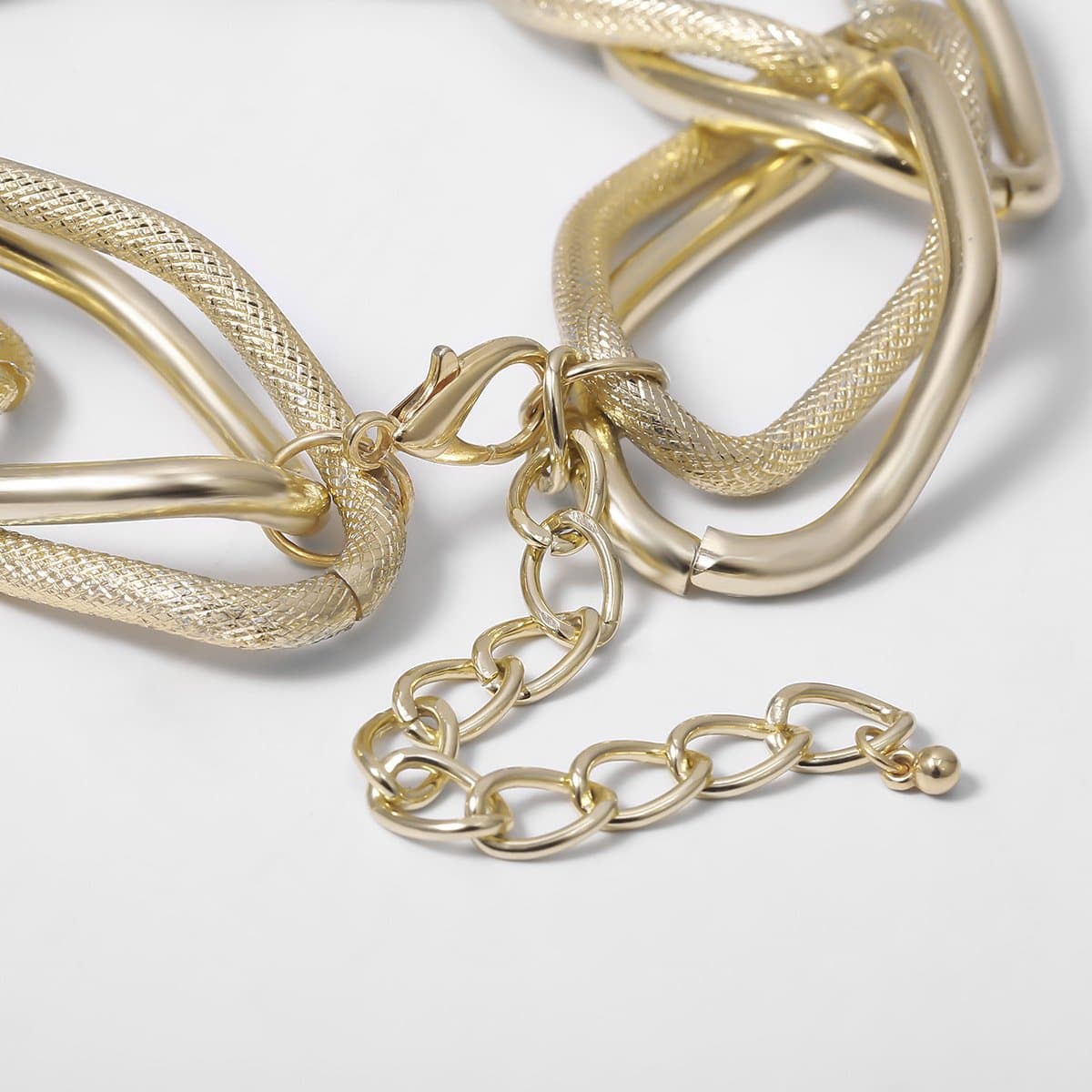 Layered metal chain choker necklace