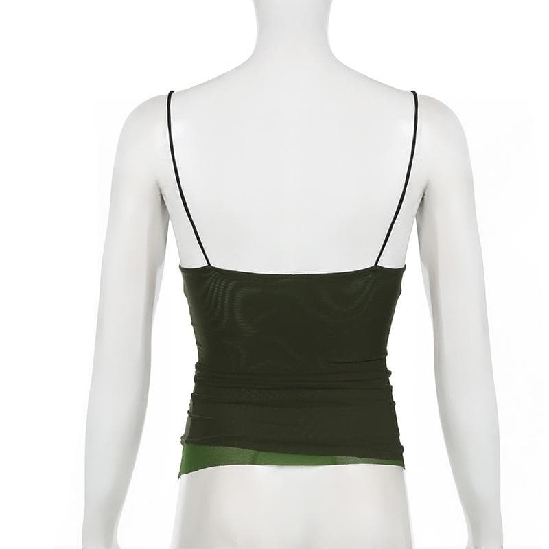Contrast ruched backless cami top