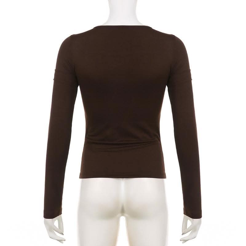 Beaded pattern long sleeve contrast top-final-sale