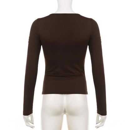 Beaded pattern long sleeve contrast top-final-sale