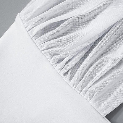 Cross front mesh patchwork backless maxi dress