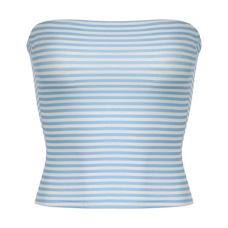 Striped print backless tube top