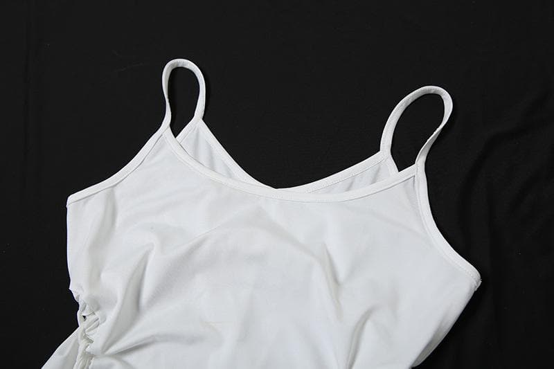 U neck hollow out solid cami cut out maxi dress-final-sale