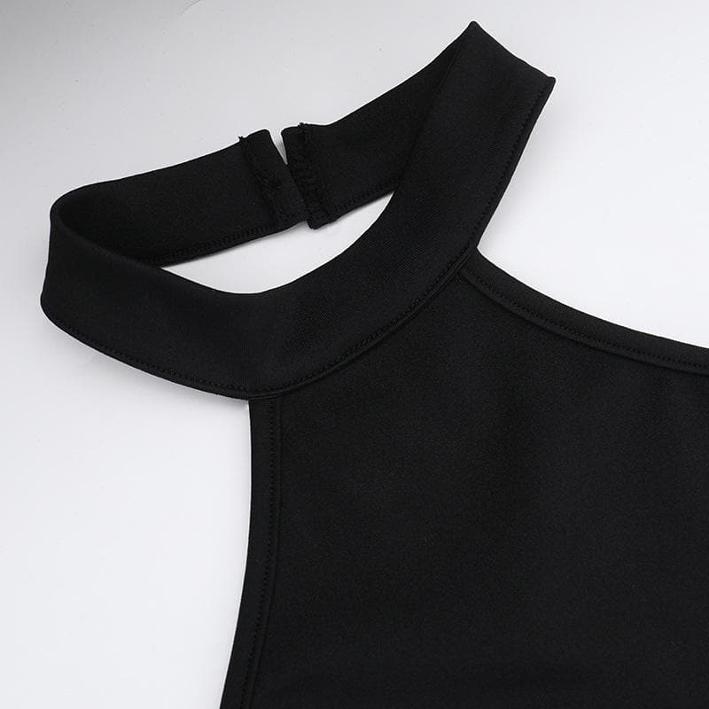 Halter backless high slit solid maxi dress