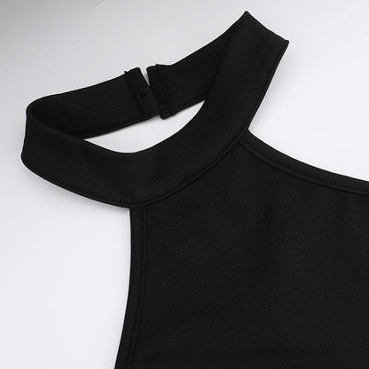 Halter backless high slit solid maxi dress