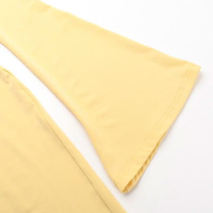 Irregular high slit flower applique long sleeve maxi dress