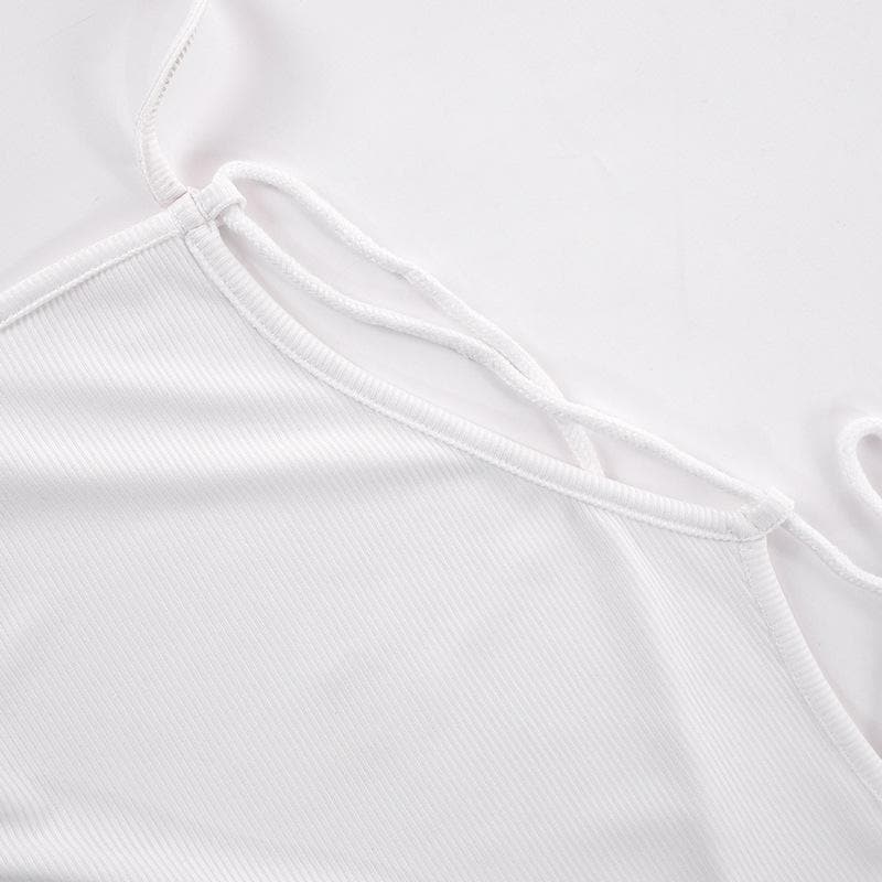 Ribbed halter self tie solid backless sleeveless maxi dress