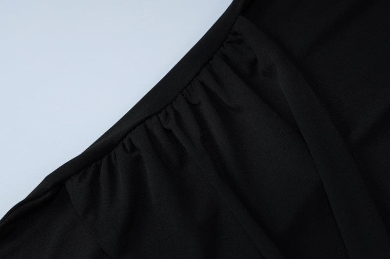 Ruched slit knotted tube midi dress