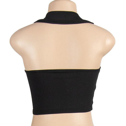 Halter palm pattern backless crop top