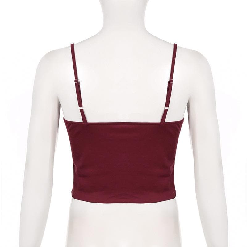Lace patchwork bowknot backless cami top