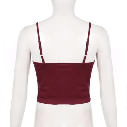 Lace patchwork bowknot backless cami top