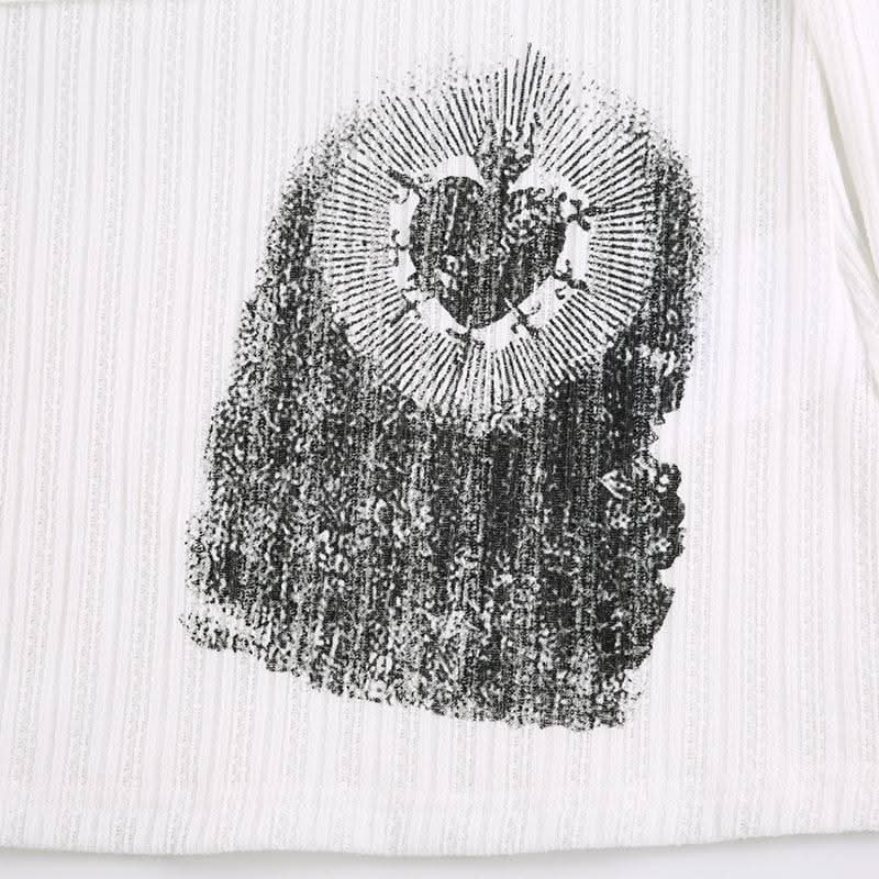 Off shoulder long sleeve ruched abstract top