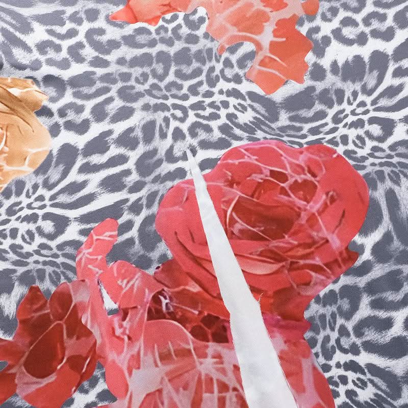 V neck leopard print slit backless maxi dress