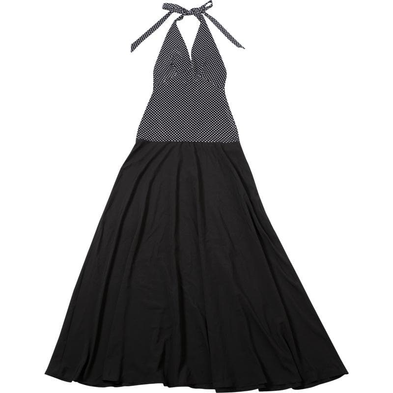 Halter polka dot print v neck backless maxi dress