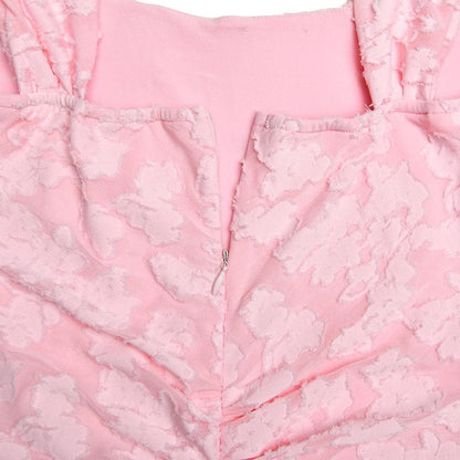 U neck zip-up ruched bustier ruffle cami maxi dress