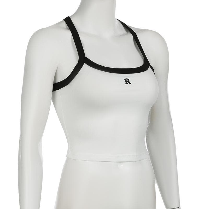 U neck "R" embroidery cami top