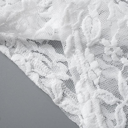 Ruched lace ruffle solid high rise pant