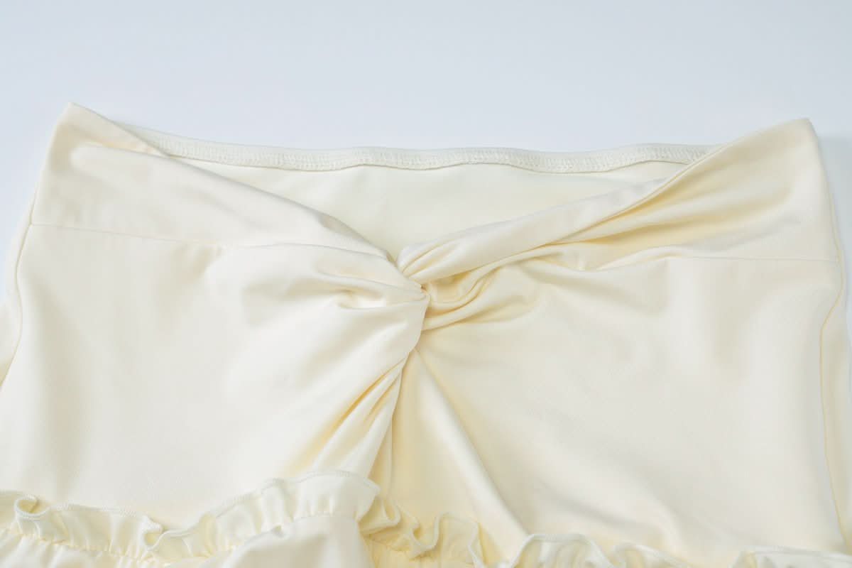 Halter v neck ruffle ruched maxi dress skirt set