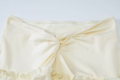 Halter v neck ruffle ruched maxi dress skirt set