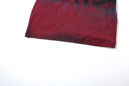 Halter irregular dragon print mini dress