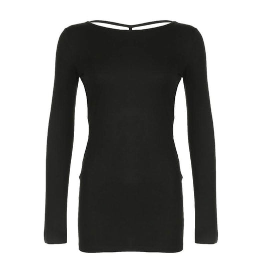 Long sleeve hollow out backless cut out mini dress