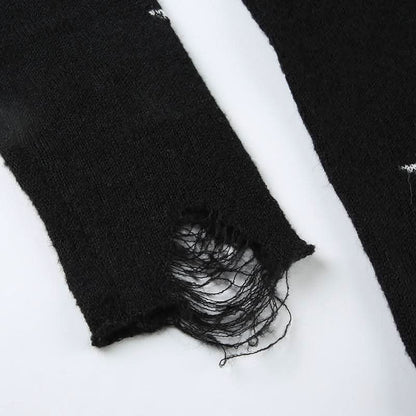 Five-pointed star pattern long sleeve sweater top