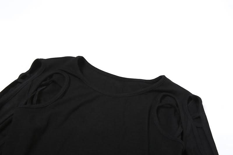 Long sleeve web hollow out cut out top