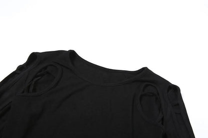 Long sleeve web hollow out cut out top