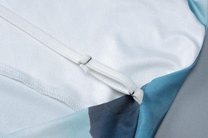 Print cowl neck slit cross back cami maxi dress