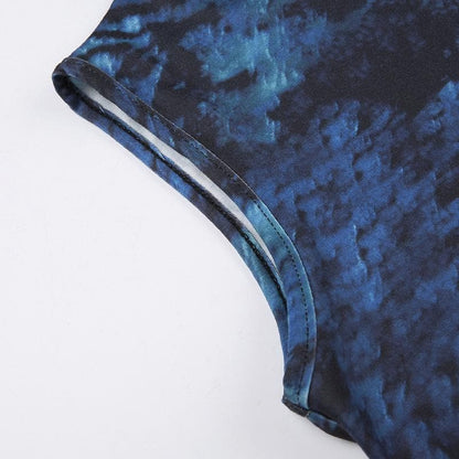 Tie dye contrast sleeveless crewneck crop top