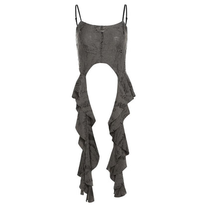 U neck textured metal applique crop top