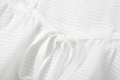 Backless self tie ruched textured gloves solid tube mini dress-final-sale