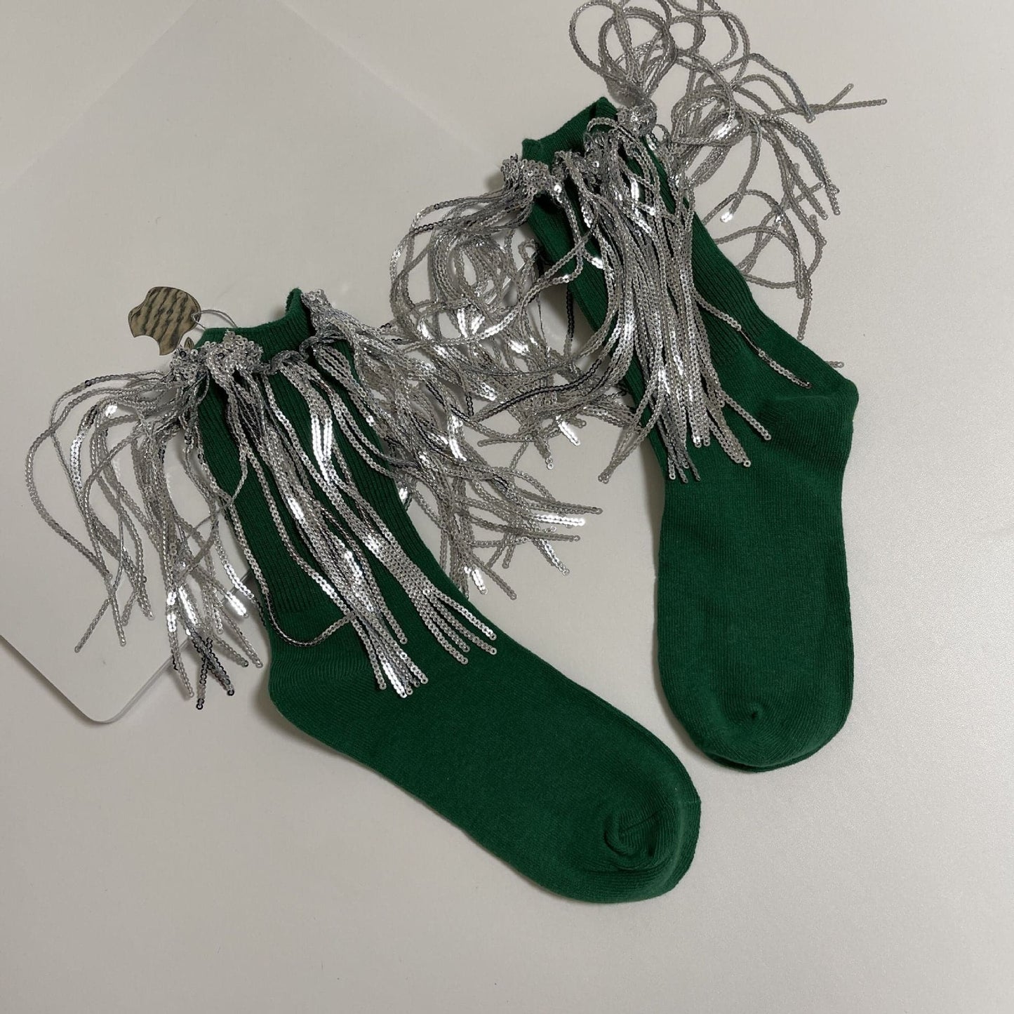 Tassels glitter contrast socks