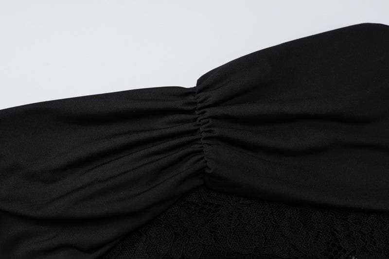 Off Shoulder Floral Lace Sheer Bodycon Floor Length Maxi Dress