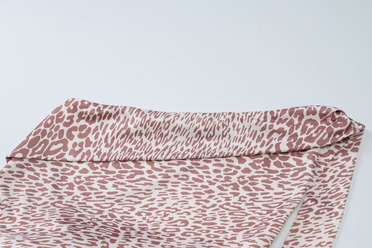 Irregular halter leopard print contrast maxi dress