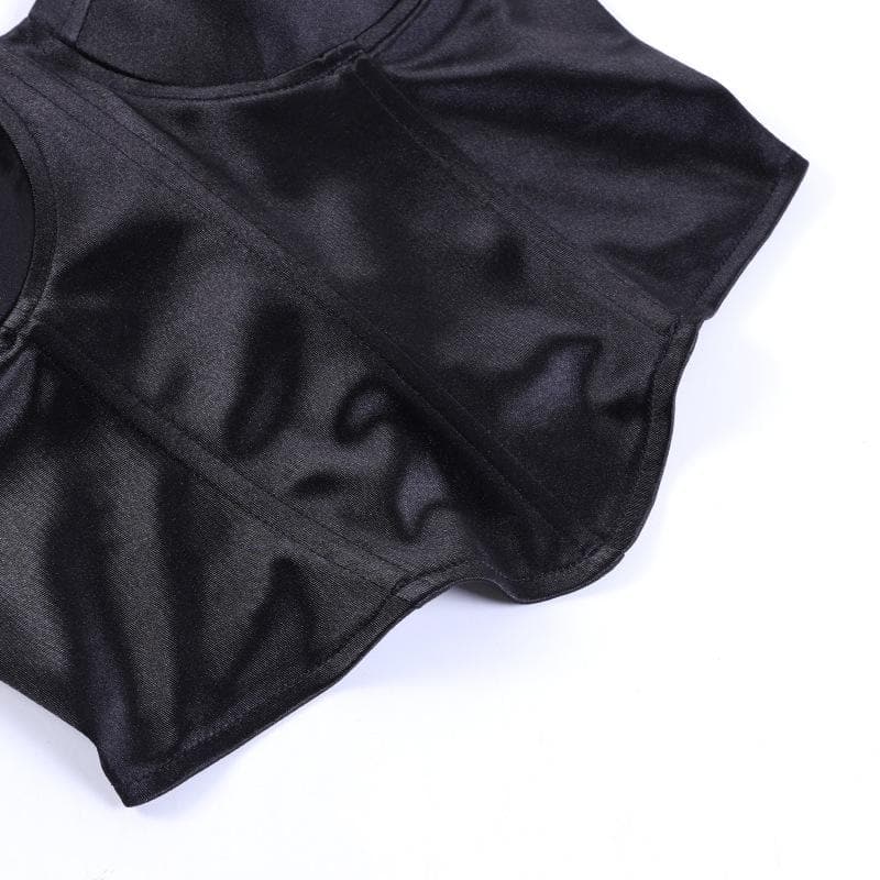 Satin sweetheart neck smocked solid backless tube crop top