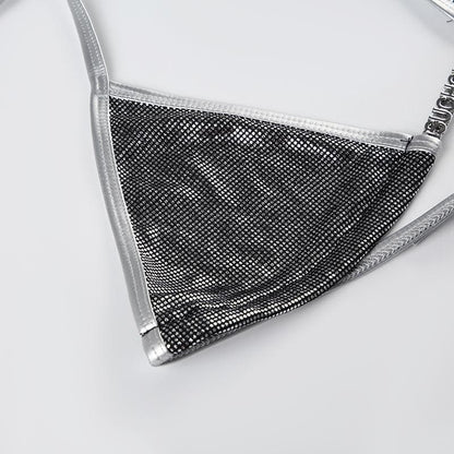 Halter polka dot metallic self tie pant set
