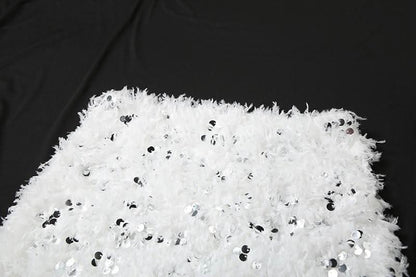 Glitter mesh patchwork fluffy maxi skirt