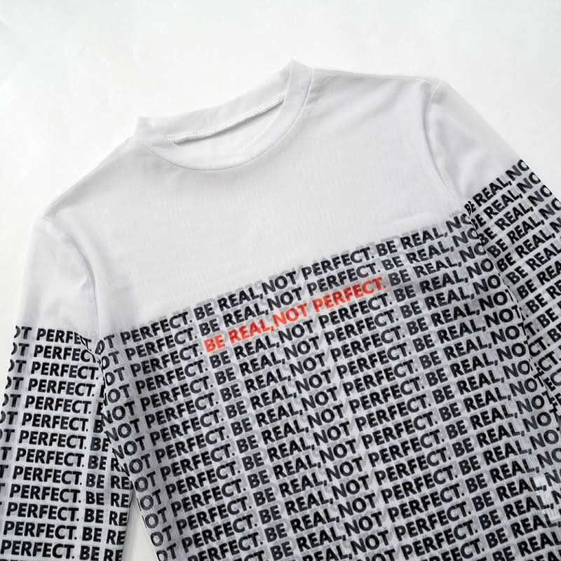 Gloves long sleeve crewneck letter print button bodysuit