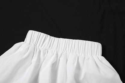 Ruched high rise solid bubble mini skirt